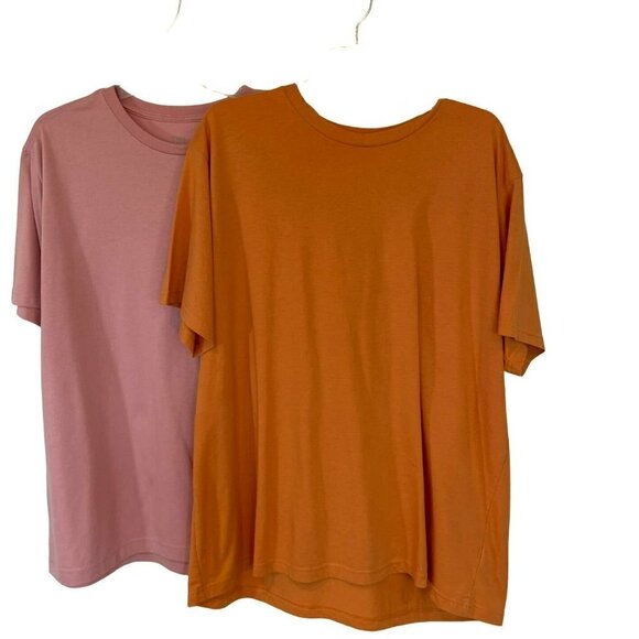 George Set of 2 Men's Short Sleeve Crew Neck Pullover Tees Size 2XL Orange/Pink - Picture 1 of 13